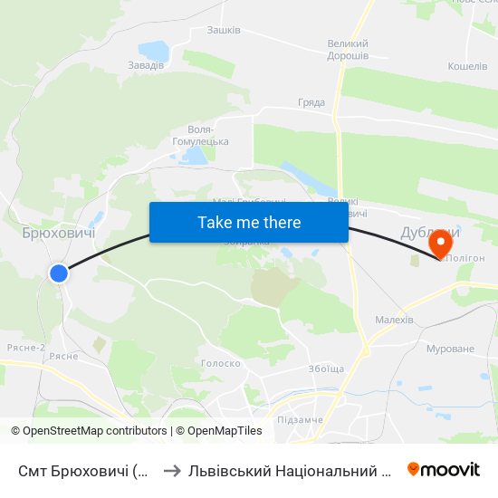 Смт Брюховичі (Вул. Смолиста) to Львівський Національний Аграрний Університет map