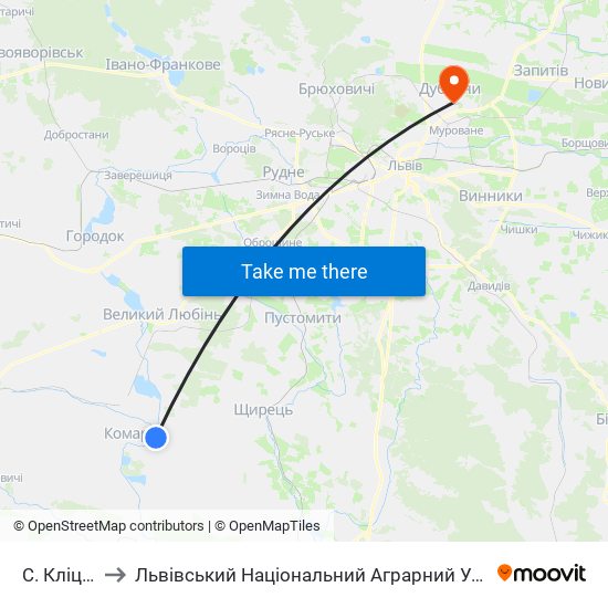 С. Кліцько to Львівський Національний Аграрний Університет map