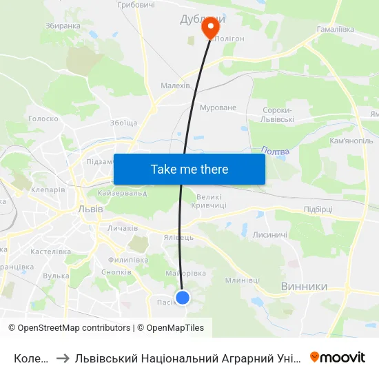 Коледж to Львівський Національний Аграрний Університет map