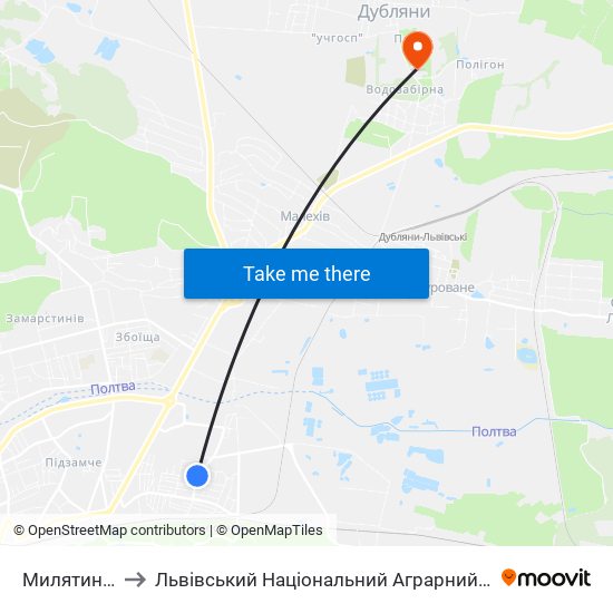 Милятинська to Львівський Національний Аграрний Університет map