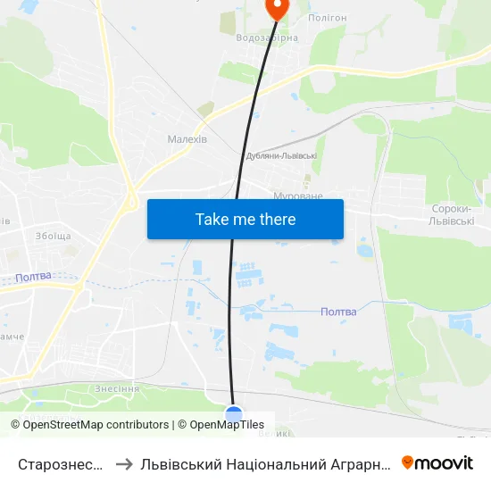 Старознесенська to Львівський Національний Аграрний Університет map