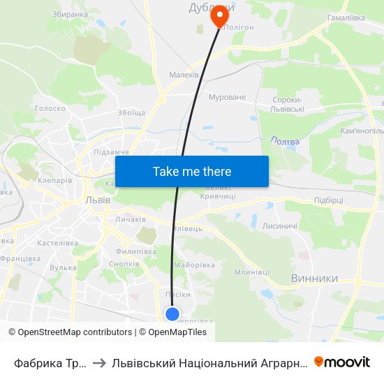 Фабрика Трембіта to Львівський Національний Аграрний Університет map