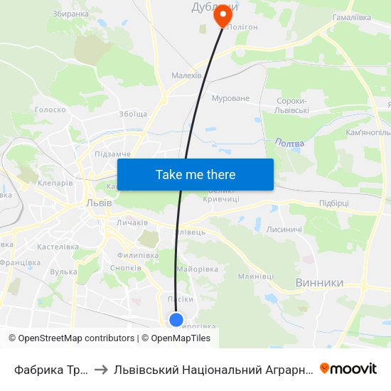 Фабрика Трембіта to Львівський Національний Аграрний Університет map