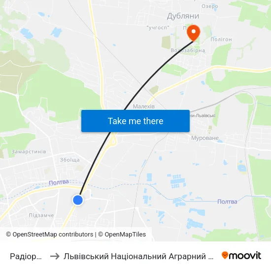 Радіоринок to Львівський Національний Аграрний Університет map