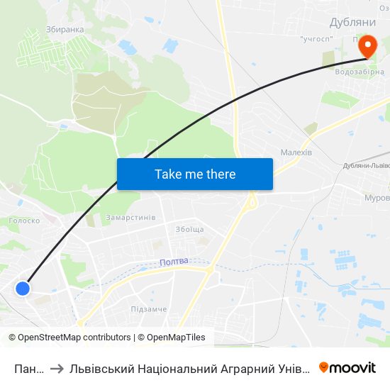 Панча to Львівський Національний Аграрний Університет map