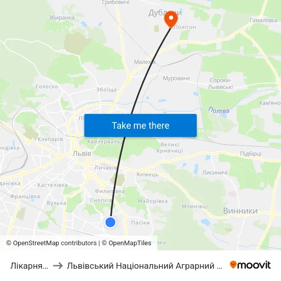 Лікарня №8 to Львівський Національний Аграрний Університет map