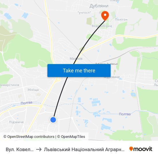 Вул. Ковельська to Львівський Національний Аграрний Університет map