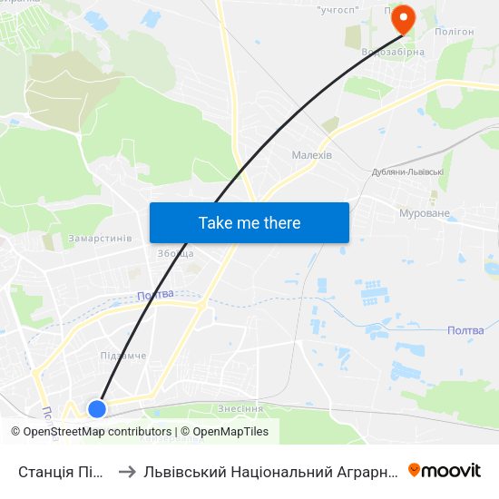 Станція Підзамче to Львівський Національний Аграрний Університет map