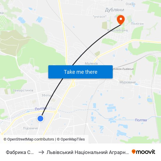 Фабрика Світанок to Львівський Національний Аграрний Університет map