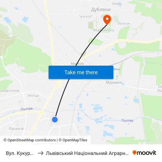Вул. Кукурудзяна to Львівський Національний Аграрний Університет map
