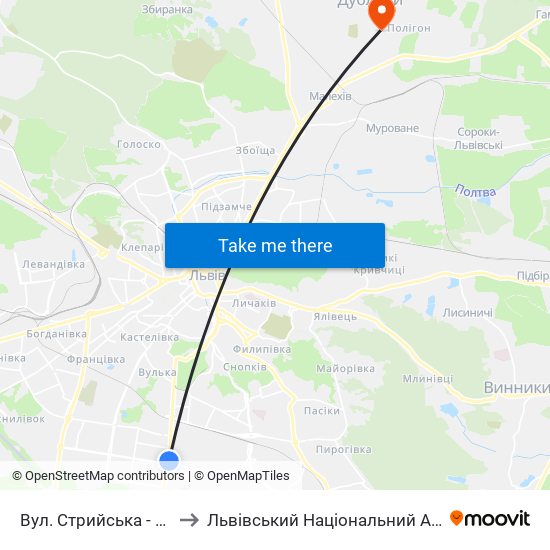 Вул. Стрийська - Вул. Хуторівка to Львівський Національний Аграрний Університет map