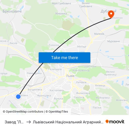 Завод "Лорта" to Львівський Національний Аграрний Університет map