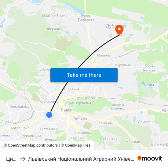 Цирк to Львівський Національний Аграрний Університет map