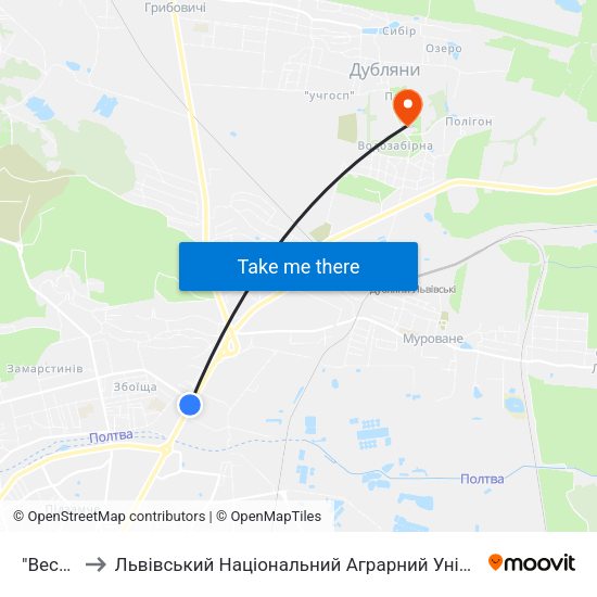 "Весна" to Львівський Національний Аграрний Університет map
