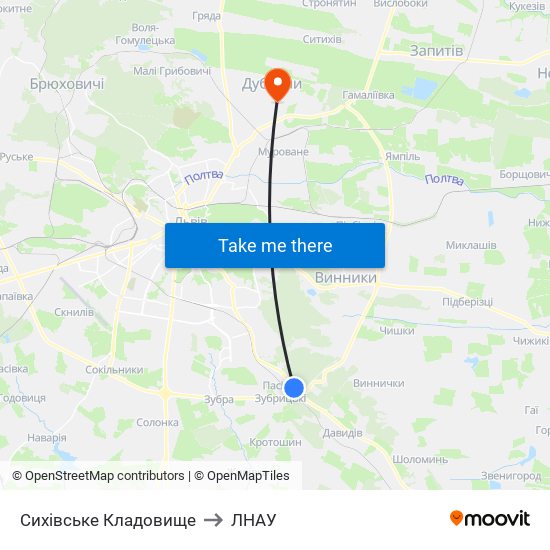 Сихівське Кладовище to ЛНАУ map