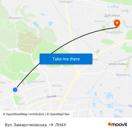 Вул. Замарстинівська to ЛНАУ map