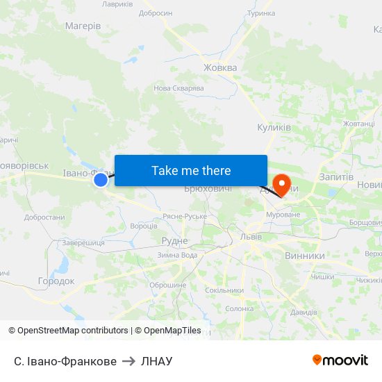 С. Івано-Франкове to ЛНАУ map