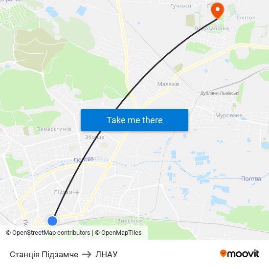 Станція Підзамче to ЛНАУ map