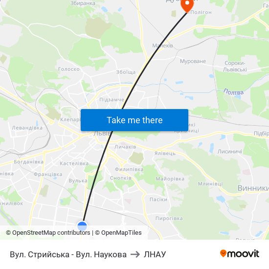 Вул. Стрийська - Вул. Наукова to ЛНАУ map