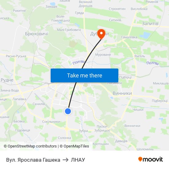 Вул. Ярослава Гашека to ЛНАУ map