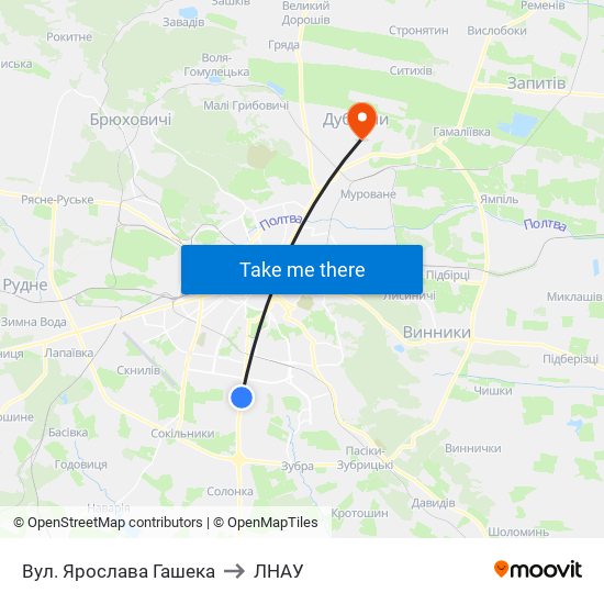 Вул. Ярослава Гашека to ЛНАУ map