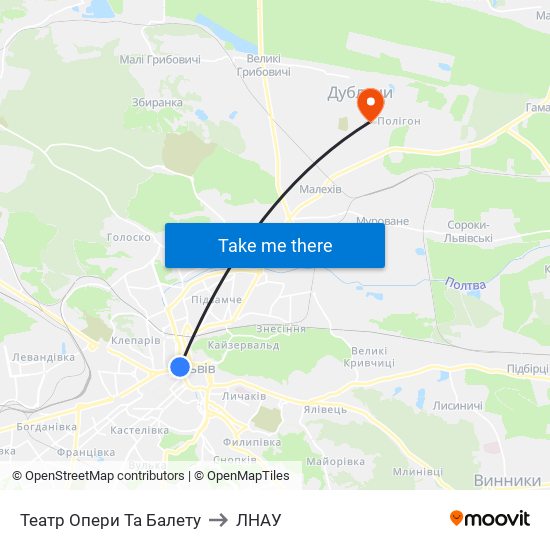 Театр Опери Та Балету to ЛНАУ map