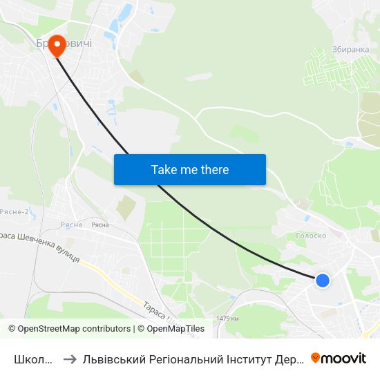 Школа №23 to Львівський Регіональний Інститут Державного Управління map