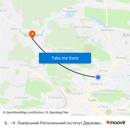 Бті to Львівський Регіональний Інститут Державного Управління map