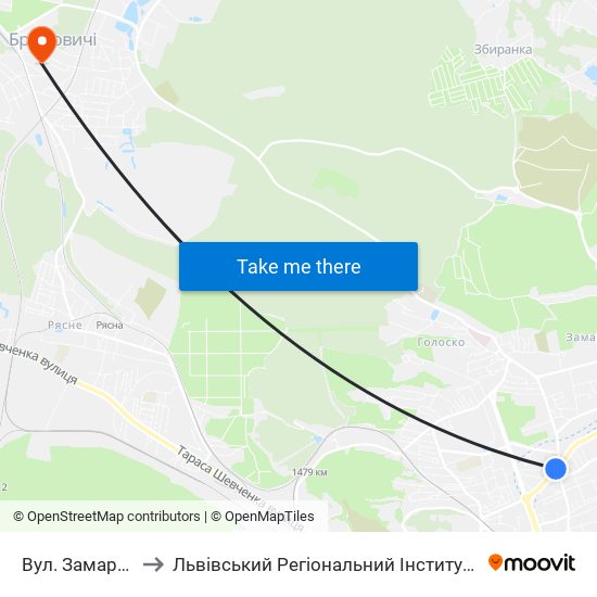 Вул. Замарстинівська to Львівський Регіональний Інститут Державного Управління map