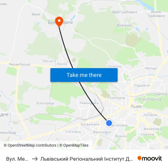 Вул. Мельника to Львівський Регіональний Інститут Державного Управління map
