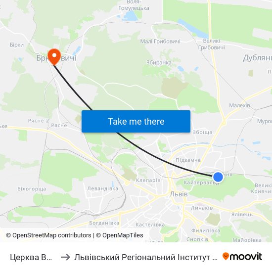 Церква Вознесіння to Львівський Регіональний Інститут Державного Управління map