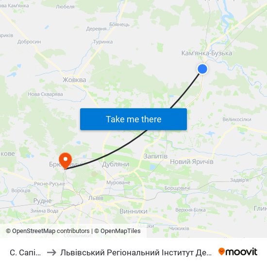 С. Сапіжанка to Львівський Регіональний Інститут Державного Управління map