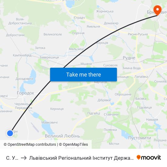 С. Угри to Львівський Регіональний Інститут Державного Управління map