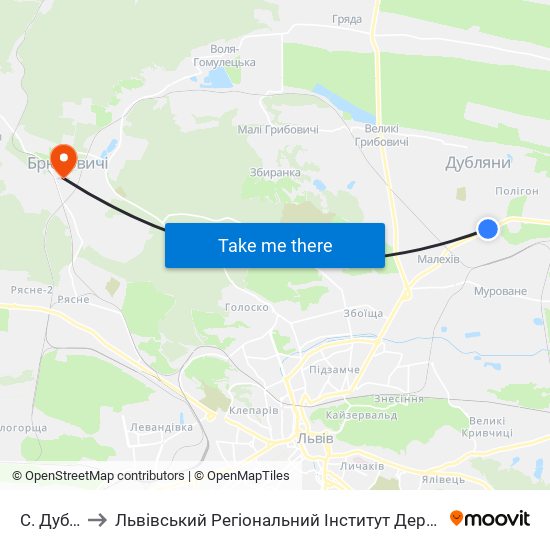 С. Дубляни to Львівський Регіональний Інститут Державного Управління map