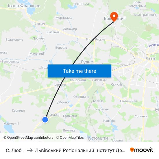 С. Любовичі to Львівський Регіональний Інститут Державного Управління map