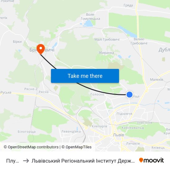 Плугова to Львівський Регіональний Інститут Державного Управління map