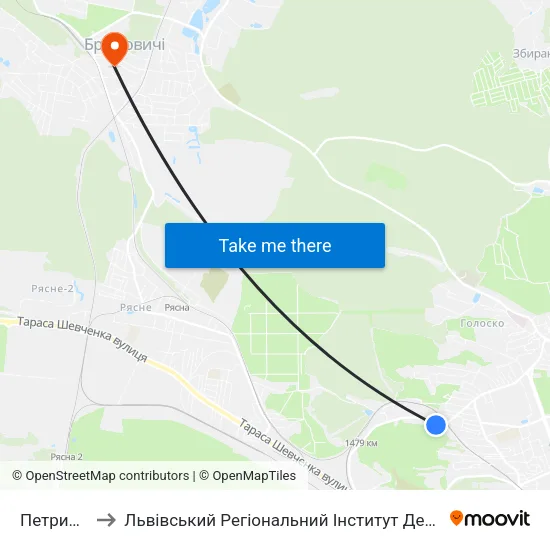 Петрицького to Львівський Регіональний Інститут Державного Управління map