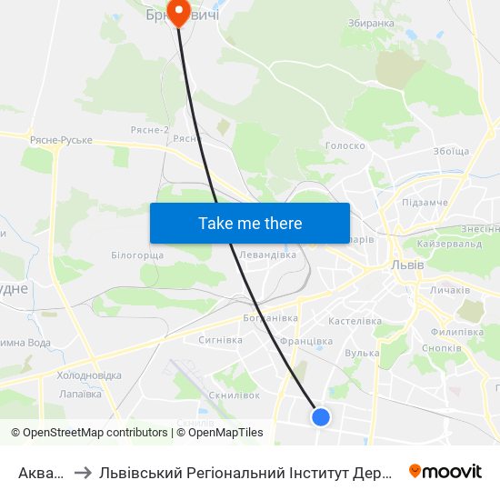 Аквапарк to Львівський Регіональний Інститут Державного Управління map