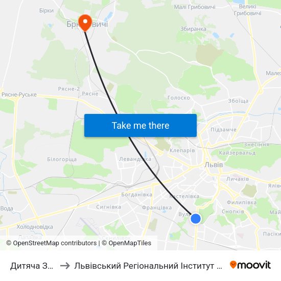 Дитяча Залізниця to Львівський Регіональний Інститут Державного Управління map