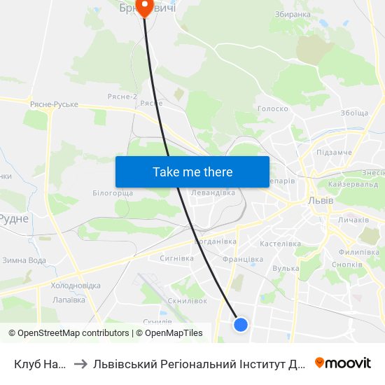 Клуб Науковий to Львівський Регіональний Інститут Державного Управління map
