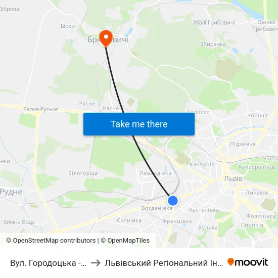 Вул. Городоцька - Вул. Кульпарківська to Львівський Регіональний Інститут Державного Управління map