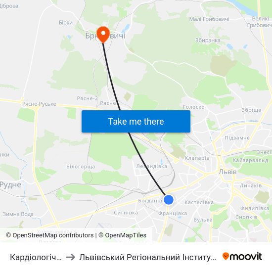 Кардіологічний Центр to Львівський Регіональний Інститут Державного Управління map