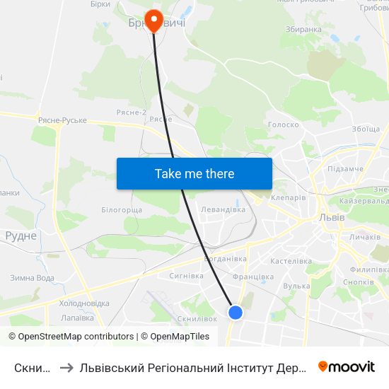 Скнилівок to Львівський Регіональний Інститут Державного Управління map