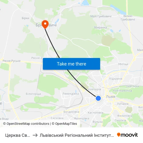 Церква Святої Анни to Львівський Регіональний Інститут Державного Управління map
