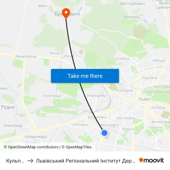Кульпарків to Львівський Регіональний Інститут Державного Управління map