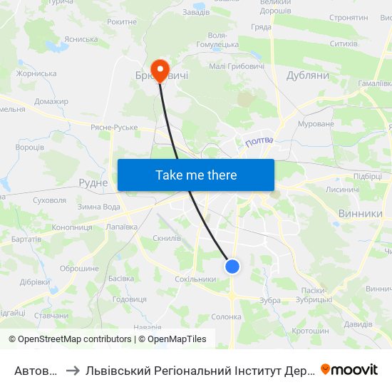 Автовокзал to Львівський Регіональний Інститут Державного Управління map