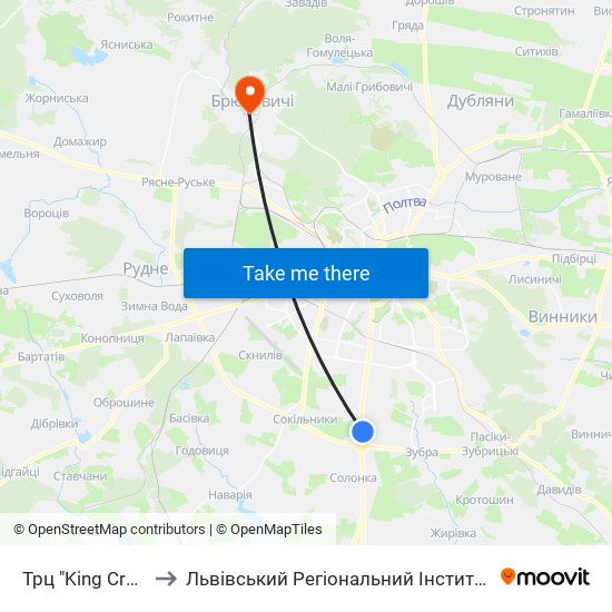 Трц "King Cross Leopolis" to Львівський Регіональний Інститут Державного Управління map