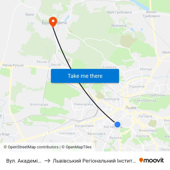 Вул. Академіка Сахарова to Львівський Регіональний Інститут Державного Управління map