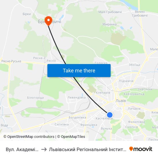 Вул. Академіка Сахарова to Львівський Регіональний Інститут Державного Управління map