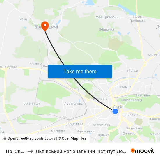 Пр. Свободи to Львівський Регіональний Інститут Державного Управління map